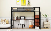 Loft Bed With Desk And Grid, Stylish Frame With Lateral Storage Ladder And Wardrobe - R&R Furniture Gallery (Fountain Valley, CA)