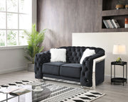 Glory Furniture stationary loveseat with flared arms, plush fabric upholstery, and modern design for cozy living room seating.