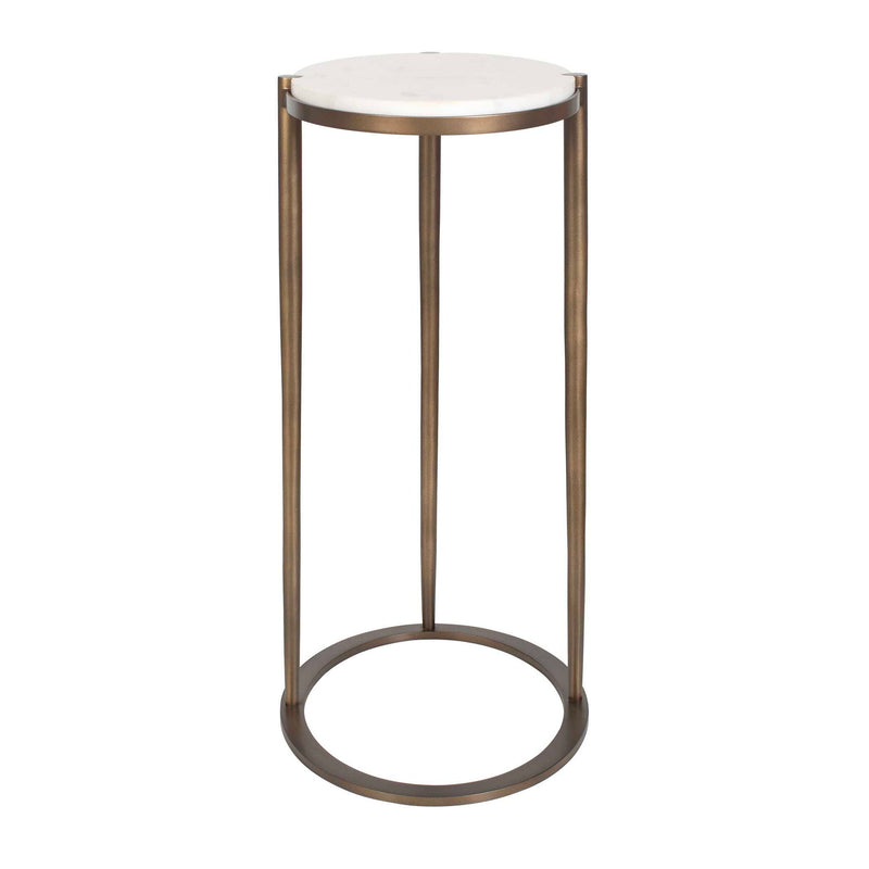 Mercier - Round Marble Accent Table - Brass / White