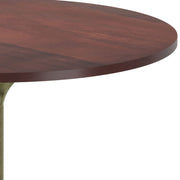 Simpli-Home Radford round walnut dining table with sturdy wood legs, ideal for modern dining spaces.