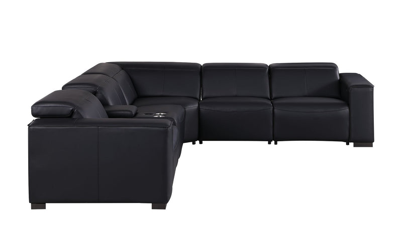 1208 - 6-Piece L-Shaped Leather Reclining Sectional With 3 Power Recliners