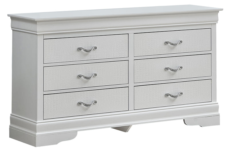 Glory Furniture Lorana dresser with sleek wood finish and multiple drawers for elegant bedroom storage.