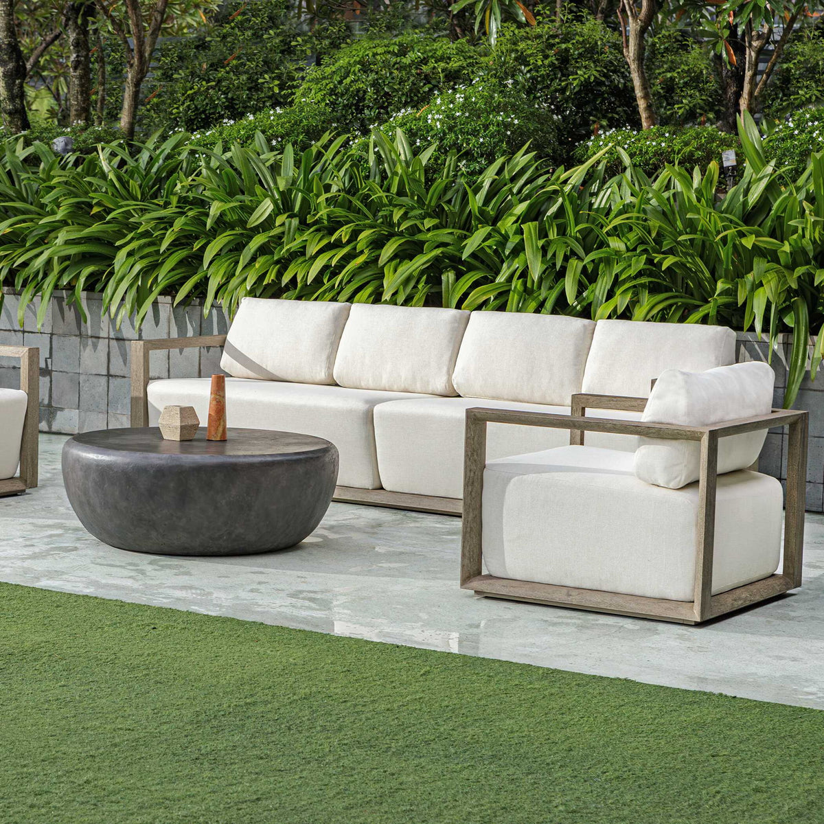 Remsen - Outdoor Sofa - White / Brown