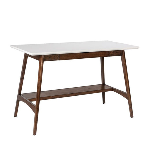 Parker - Desk With Storage Shelf - Off White / Pecan - R&R Furniture Gallery (Fountain Valley, CA)