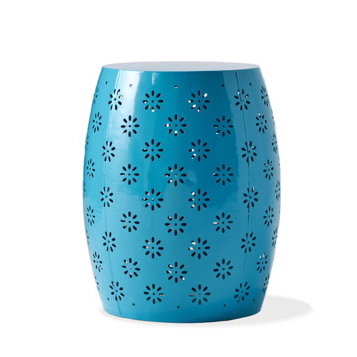 Noble House Soleil barrel-shaped side table with a smooth wooden finish and rounded design, ideal for living room decor.