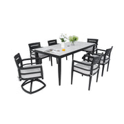 Modern Outdoor Patio Dining Set With Table And Chairs With Sunbrella Cushions - R&R Furniture Gallery (Fountain Valley, CA)