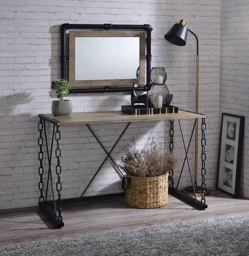 Jodie - Console Table (Same 92248) - Rustic Oak & Antique Black - R&R Furniture Gallery (Fountain Valley, CA)