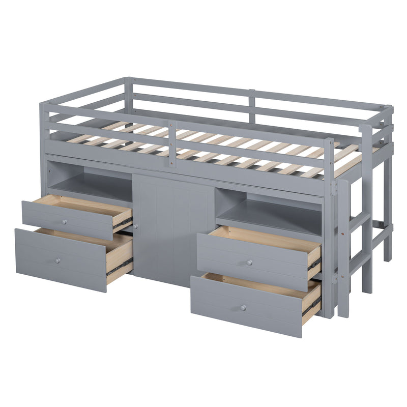 Loft Bed With 4 Drawers, Underneath Cabinet And Shelves - R&R Furniture Gallery (Fountain Valley, CA)