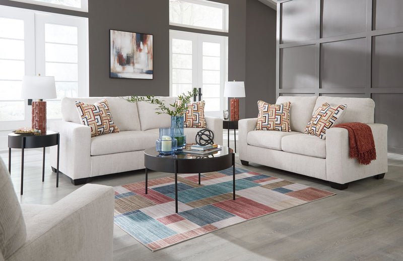 Signature Design by Ashley Aviemore living room set featuring stationary sofas and loveseats in neutral upholstery.