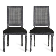 French Country Dining Chair With Rectangular Cane Backrest And Smooth Upholstered Seating - R&R Furniture Gallery (Fountain Valley, CA)