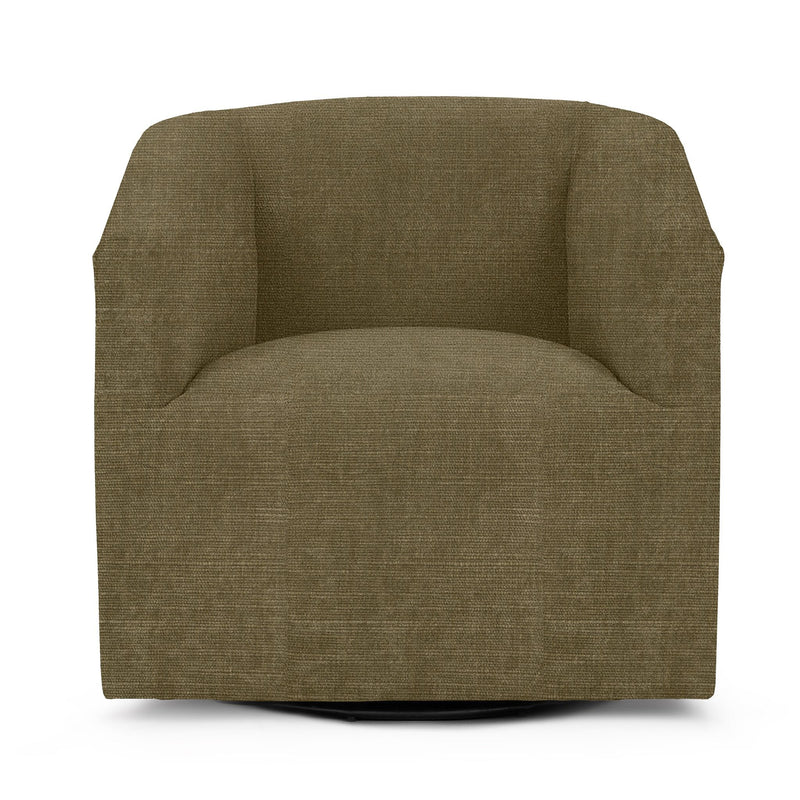 Classic Home Vernon swivel chair with a plush upholstered seat and backrest, metal base, and modern design.
