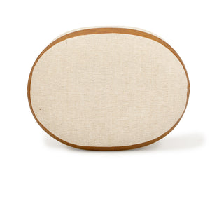Huche - Cotton Jute and Vegan Leather Oval Ottoman - Natural