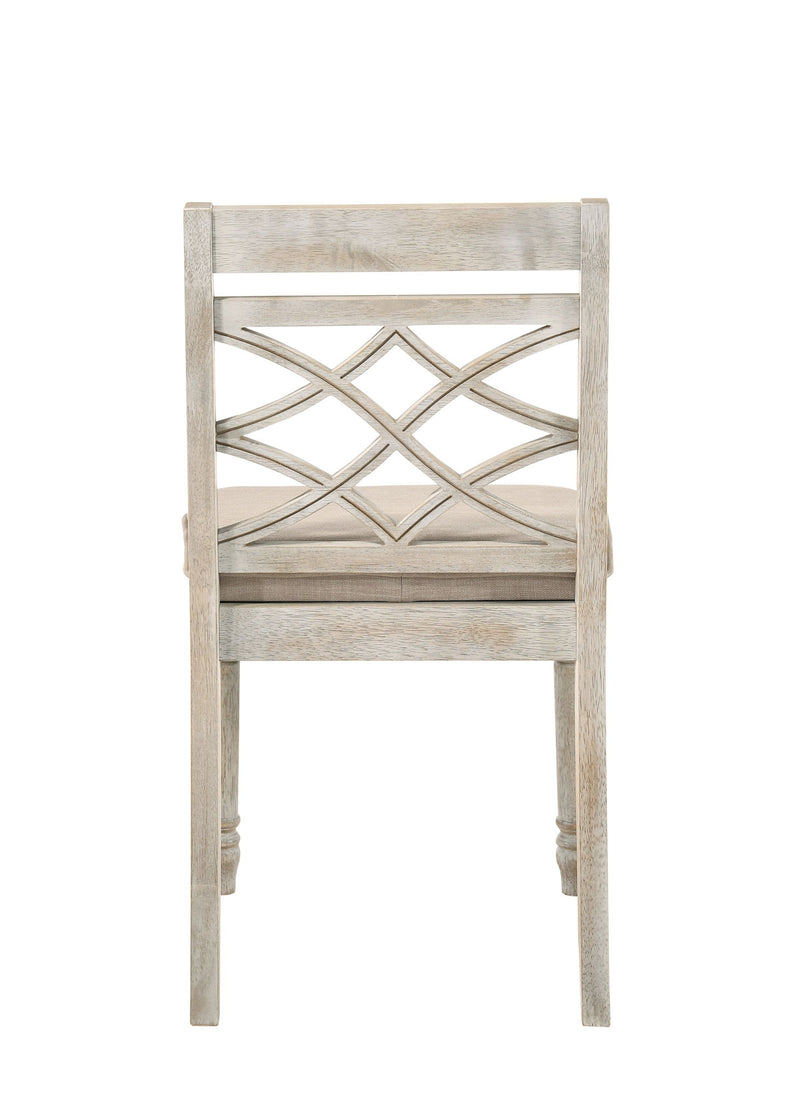 Set of two Lilola Home Havanna wide chairs with off-white cushions, featuring a modern design and sturdy wooden frame.