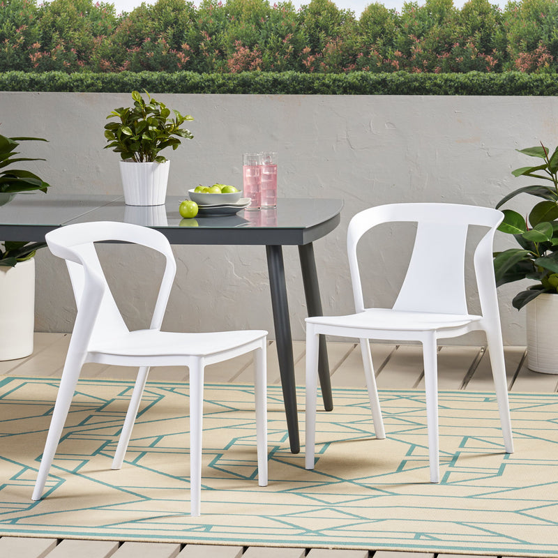 Pair of Noble House Orchid chairs set, featuring modern design with wooden legs and upholstered seats, ideal for dining or living rooms.