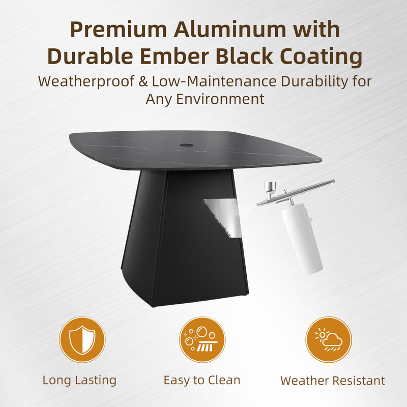 Rounded Square Outdoor Pedestal Dining Table - R&R Furniture Gallery (Fountain Valley, CA)