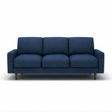 Dark blue US Pride 3 seater sofa with loose back cushions and accent pillows, perfect for a stylish living room.