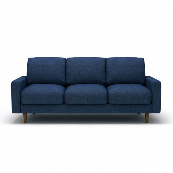 3 Seater Sofa With Loose Back Cushions And Accent Pillows For Living Room - Dark Blue