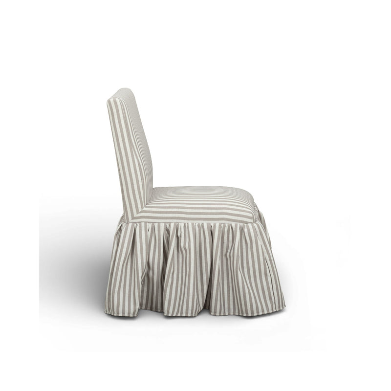 Gertrude striped linen dining chair by TOV Furniture, side chair with a stylish striped fabric upholstery and wooden legs.