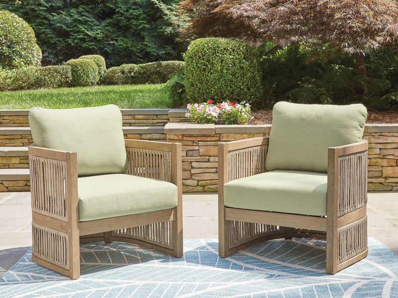 Serena Shores - Lounge Chair With Cushion (Set of 2) - Beige / Green - R&R Furniture Gallery (Fountain Valley, CA)