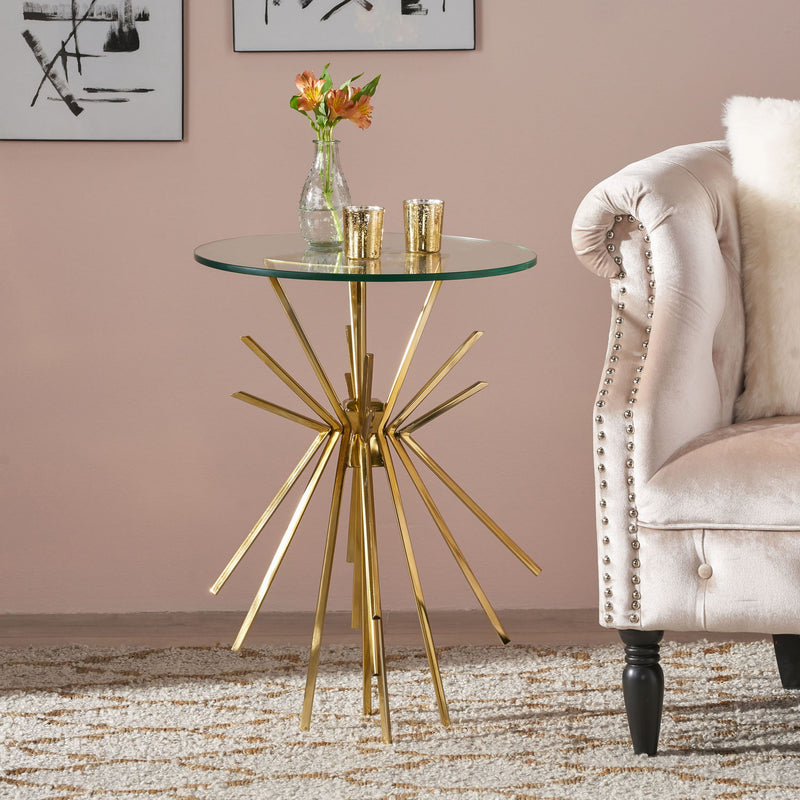 Table With Sunburst Design - Gold - R&R Furniture Gallery (Fountain Valley, CA)