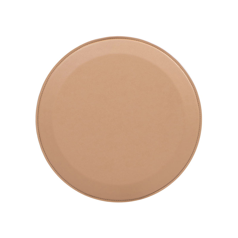 Mode - Leatherette Round C-Shaped Sofa Side Table - Saddle Brown - R&R Furniture Gallery (Fountain Valley, CA)