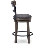 Caitbrook - UPH Swivel Barstool  - Gray - R&R Furniture Gallery (Fountain Valley, CA)