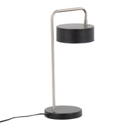Lumi Source contemporary puck table lamp with black and nickel finish, featuring a sleek, modern design and round shape.
