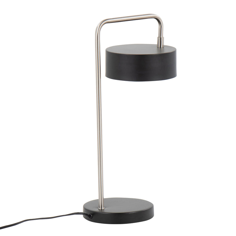 Lumi Source contemporary puck table lamp with black and nickel finish, featuring a sleek, modern design and round shape.