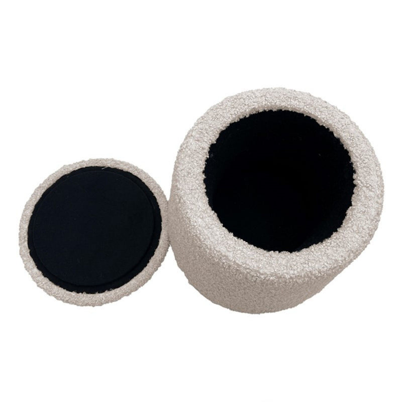 Elegant Round Storage Ottoman Upholstered - R&R Furniture Gallery (Fountain Valley, CA)