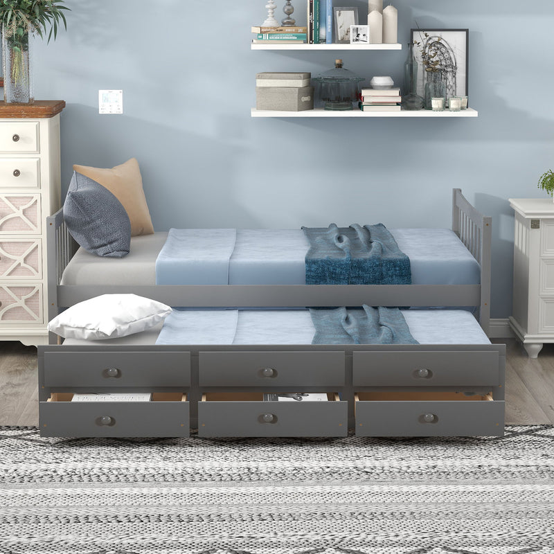 Twin Size Daybed With Trundle And Drawers - R&R Furniture Gallery (Fountain Valley, CA)