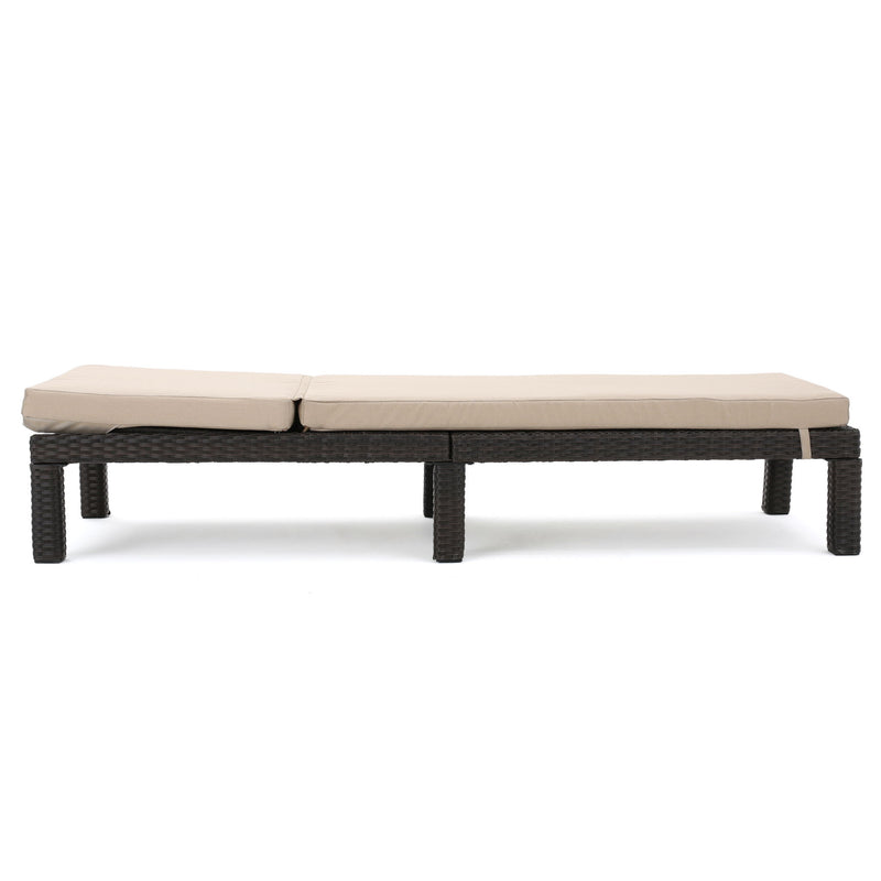 Puerta - Chaise Lounge Frame Cushion Outdoor Wicker Iron - Beige / Dark Brown - R&R Furniture Gallery (Fountain Valley, CA)