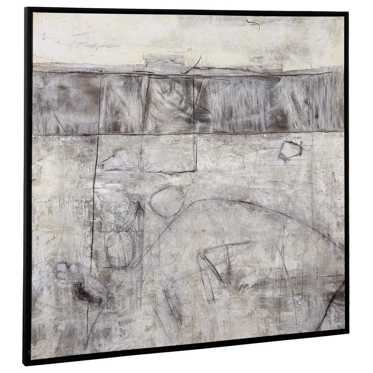 Edge Of Day - Framed Canvas - Black / Gray / White