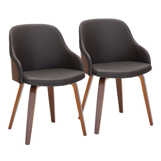 Lumi Source Bacci mid-century modern dining arm chair with wooden legs and upholstered seat, stylish and comfortable for dining rooms.
