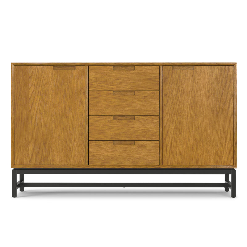 Banting Sideboard with Centre Drawers — Modern Industrial Storage Cabinet in Oak or Walnut - R&R Furniture Gallery (Fountain Valley, CA)