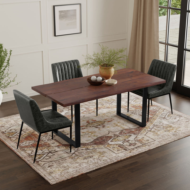 Handcrafted wooden dining table from Simpli-Home's Fieldcrest collection, featuring a sturdy design and natural wood finish.