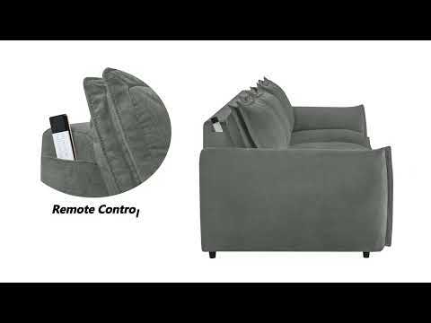 Eaden - Power Sofa With Sleeper - Gray Chenille - R&R Furniture Gallery (Fountain Valley, CA)