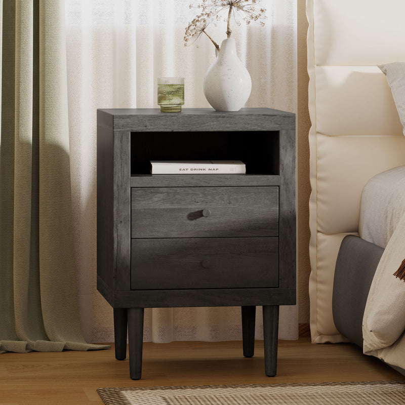 Nystrom - Mid Century Modern 2 Drawer Nightstand - R&R Furniture Gallery (Fountain Valley, CA)