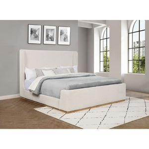 Kensington - Eastern King Sleigh Bed With Tall Wingback Headboard - Cream
