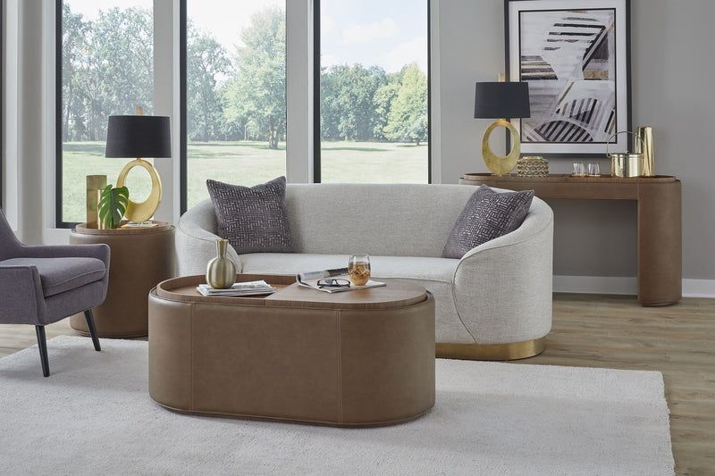 Yeal Leather Upholstered Storage End Table with Wooden Tray Top