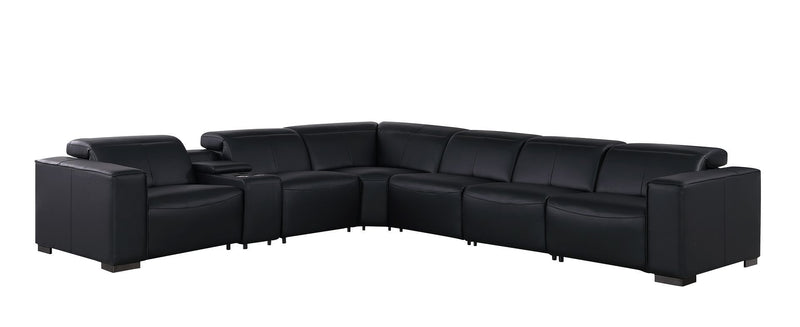 1208 - 7 Piece L-Shaped Leather Reclining Sectional With 4 Power Recliners
