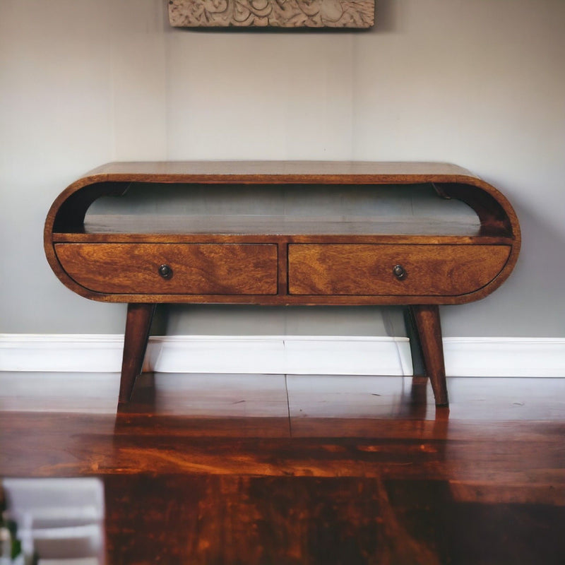Solid Wood Circular TV Stand - R&R Furniture Gallery (Fountain Valley, CA)
