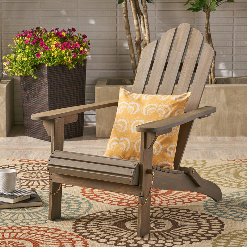 Outdoor Foldable Adirondack Chair With Hand Crafted Details - Gray - R&R Furniture Gallery (Fountain Valley, CA)