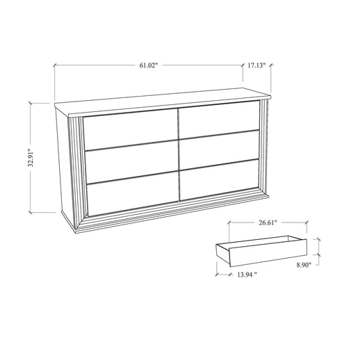 Moon - Smooth Dresser With LED - White - R&R Furniture Gallery (Fountain Valley, CA)