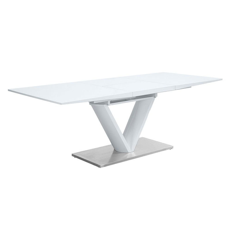 Gallegos - Dining Table With Leaf - White High Gloss - R&R Furniture Gallery (Fountain Valley, CA)