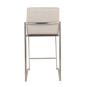 Lumi Source Fuji contemporary high back counter stool with functional design, featuring wooden legs and a cushioned seat.