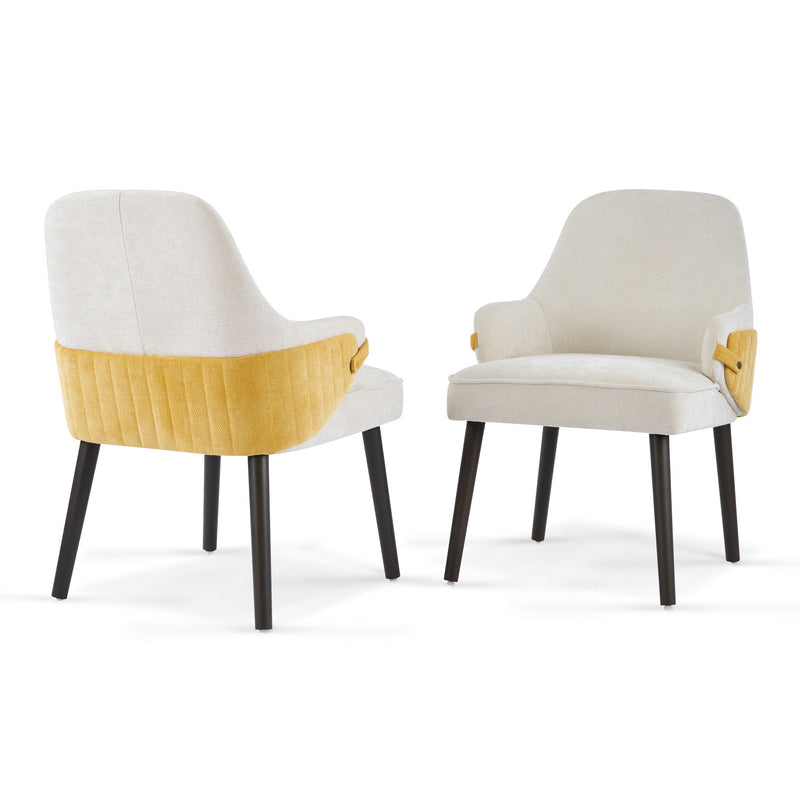 Indoor Dining Chair (Set of 2) With Sturdy Frame - Beige / Yellow - R&R Furniture Gallery (Fountain Valley, CA)