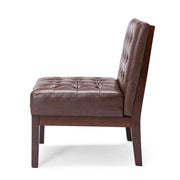 Dark brown Noble House contemporary accent armless chair with tufted waffle stitch upholstery, stylish and modern design.