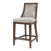Uttermost Purcell beige counter stool with wooden legs and upholstered seat, suitable for counter height 24-27 inches.
