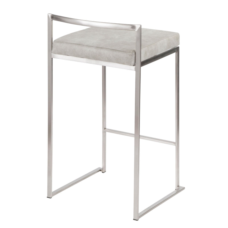 Lumi Source Fuji stackable counter stool set with elegant contemporary design and sleek wooden seats.