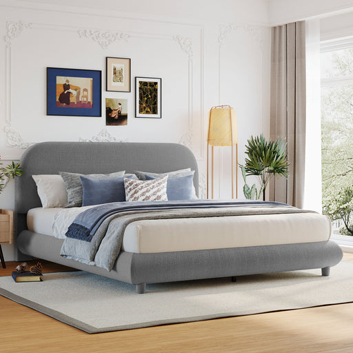Upholstered Platform Bed With Thick Solid Frame And Stylish Curve-Shaped Design - R&R Furniture Gallery (Fountain Valley, CA)